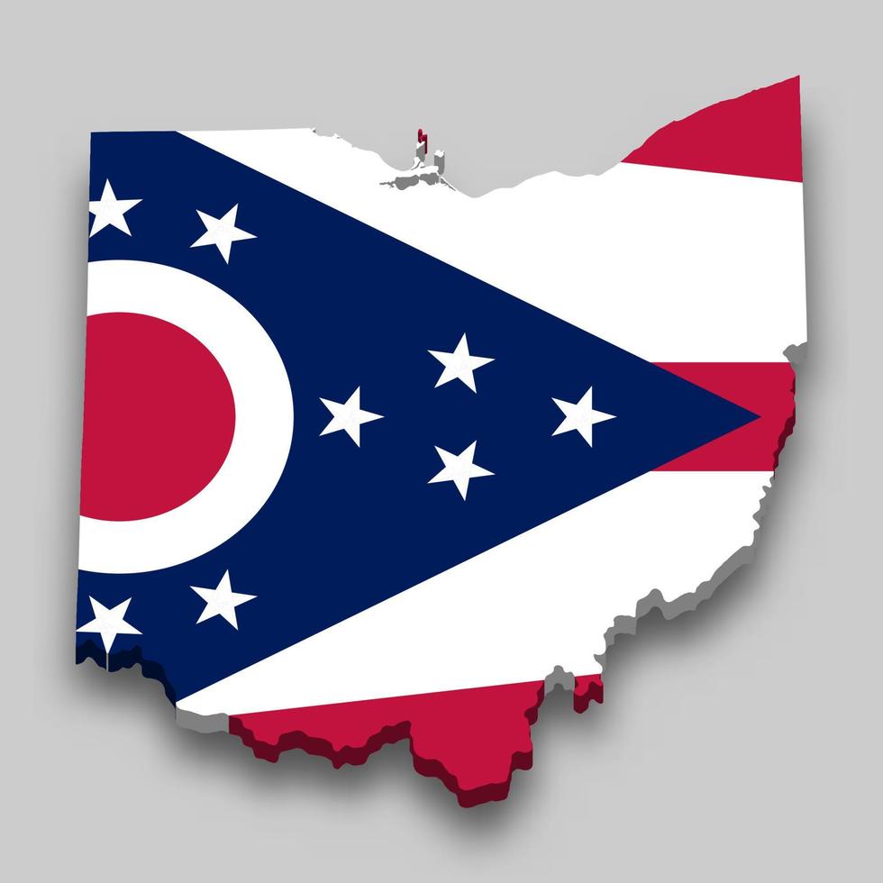 3d isométrica mapa de Ohio es un estado de unido estados vector