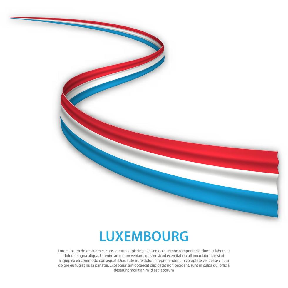 Waving ribbon or banner with flag of Luxembourg vector