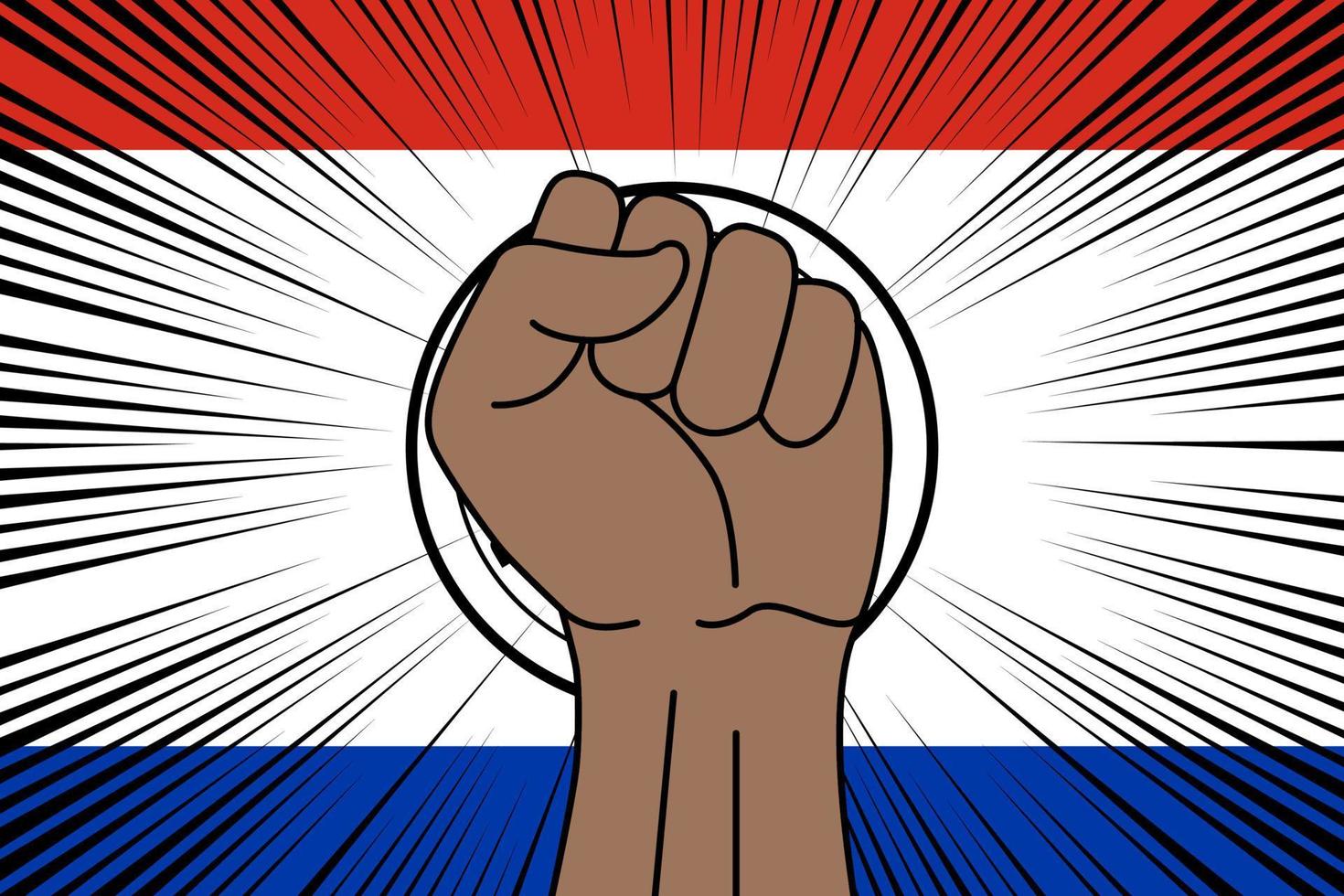 Human fist clenched symbol on flag of Paraguay vector