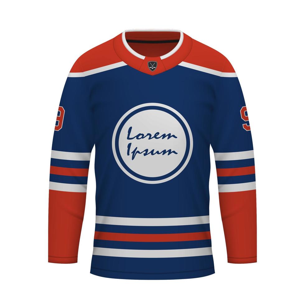 realista hielo hockey camisa de edmonton, jersey modelo vector