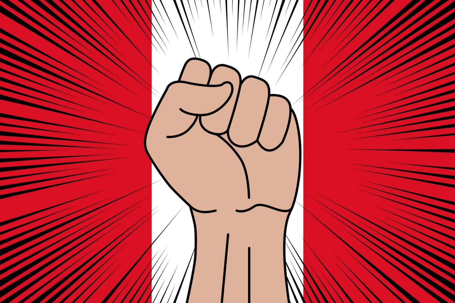 Human fist clenched symbol on flag of Peru vector