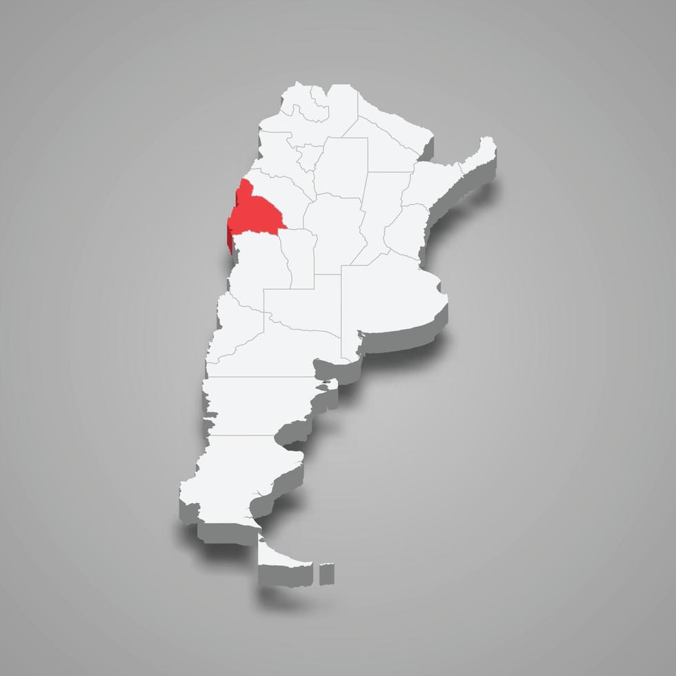 San Juan region location within Argentina 3d map vector