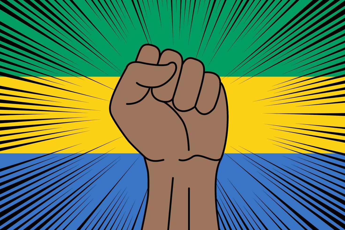 Human fist clenched symbol on flag of Gabon vector