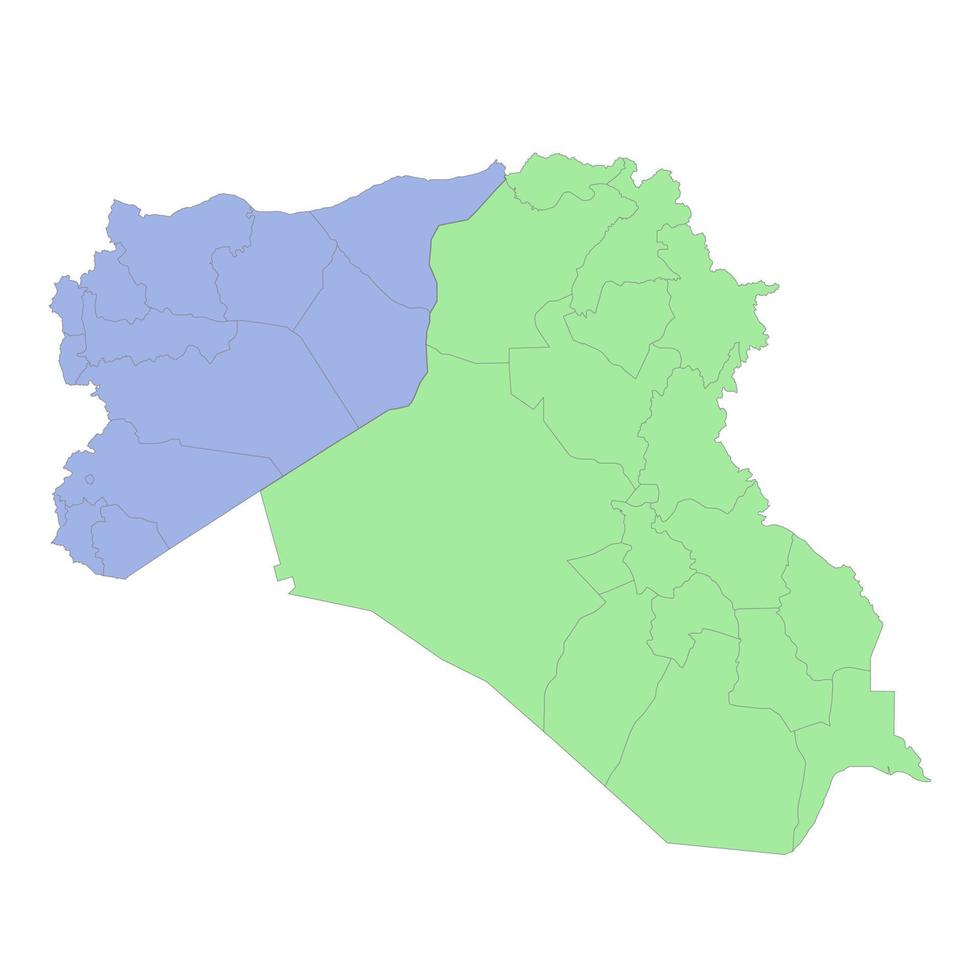 alto calidad político mapa de Irak y Siria con fronteras de el regiones o provincias vector