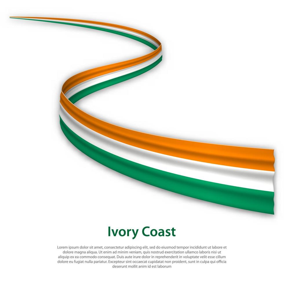 Waving ribbon or banner with flag of Ivory Coast vector