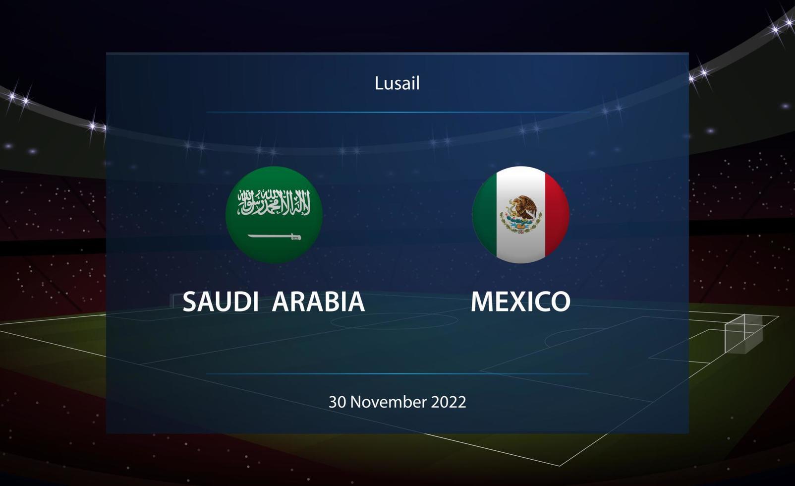 saudi arabia vs México. fútbol americano marcador transmitir gráfico vector