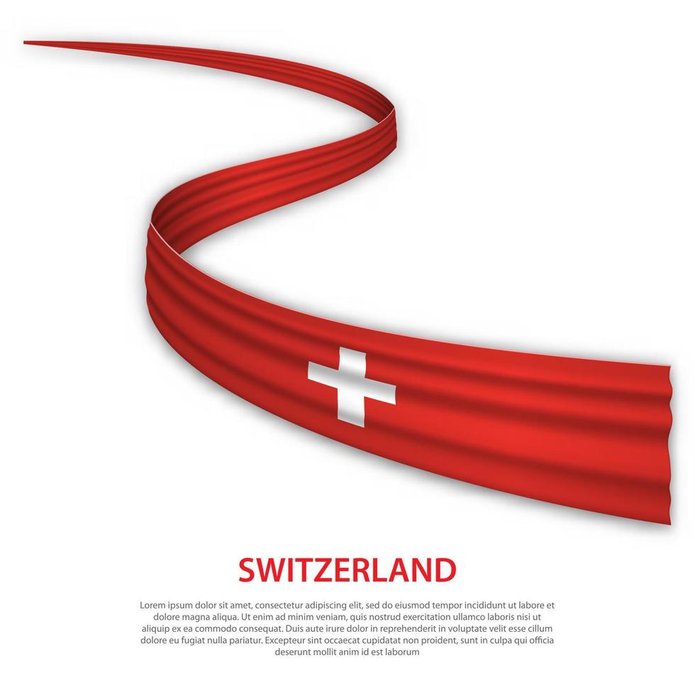 Waving ribbon or banner with flag of Switzerland vector