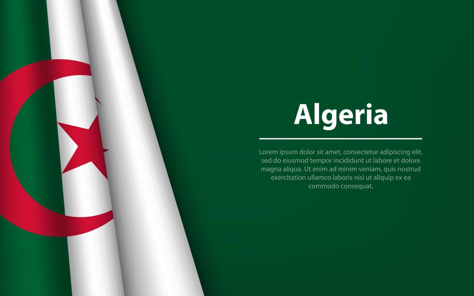 Wave flag of Algeria with copyspace background. vector