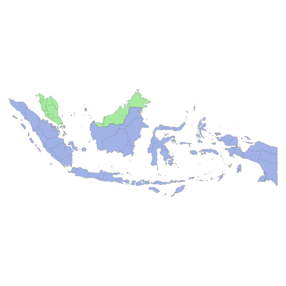 High quality political map of Indonesia and Malaysia with borders of the regions or provinces vector