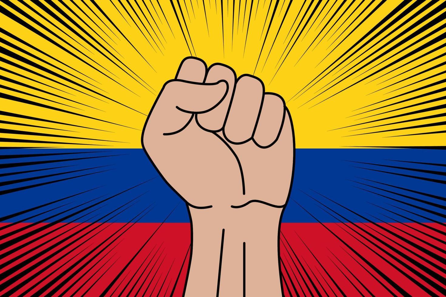 Human fist clenched symbol on flag of Colombia vector