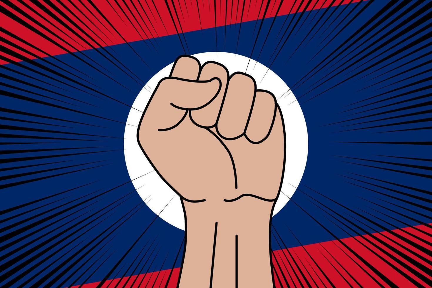 Human fist clenched symbol on flag of Laos vector