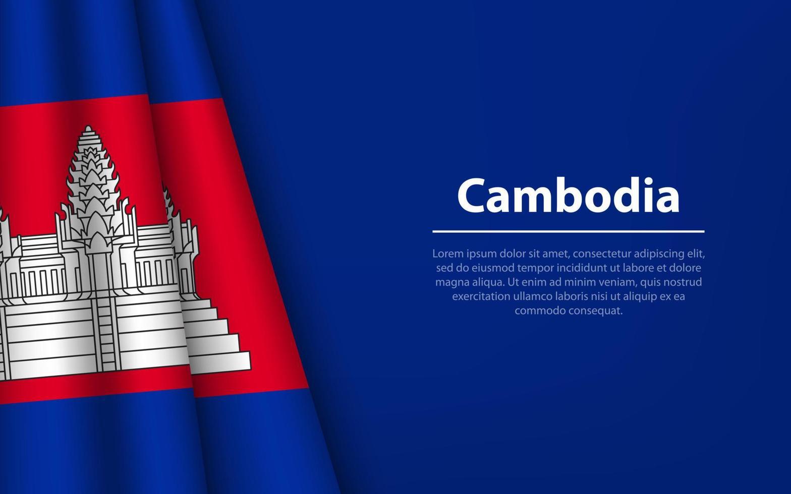 ola bandera de Camboya con copyspace antecedentes. vector