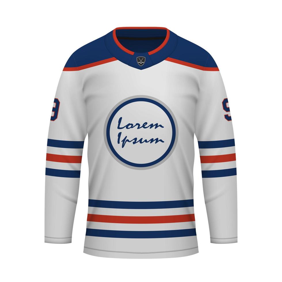 realista hielo hockey lejos jersey edmonton, camisa modelo vector
