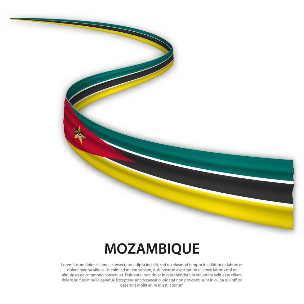 Waving ribbon or banner with flag of Mozambique vector