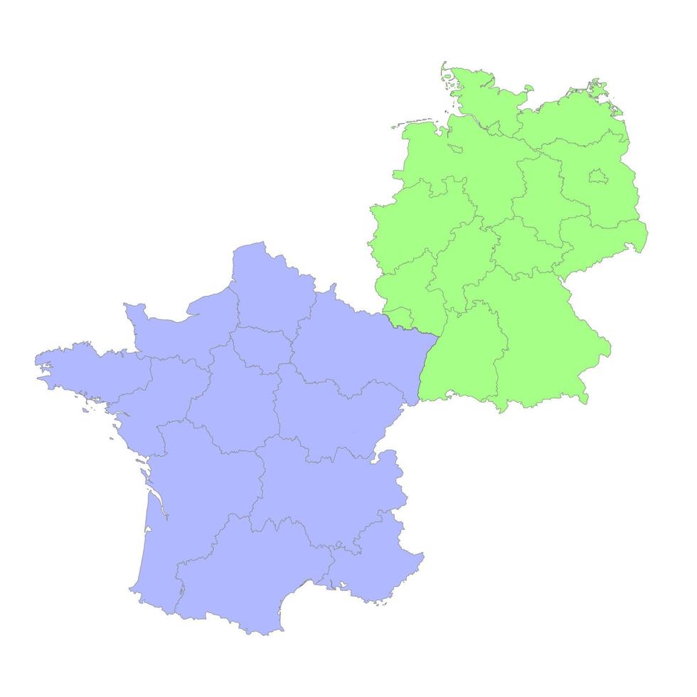 High quality political map of Germany and France with borders of the 