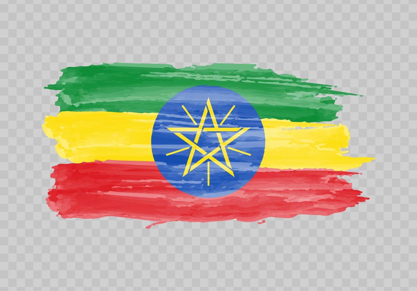 Watercolor painting flag of Ethiopia vector