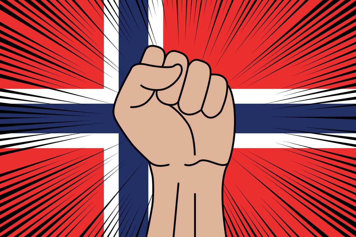 Human fist clenched symbol on flag of Norway vector