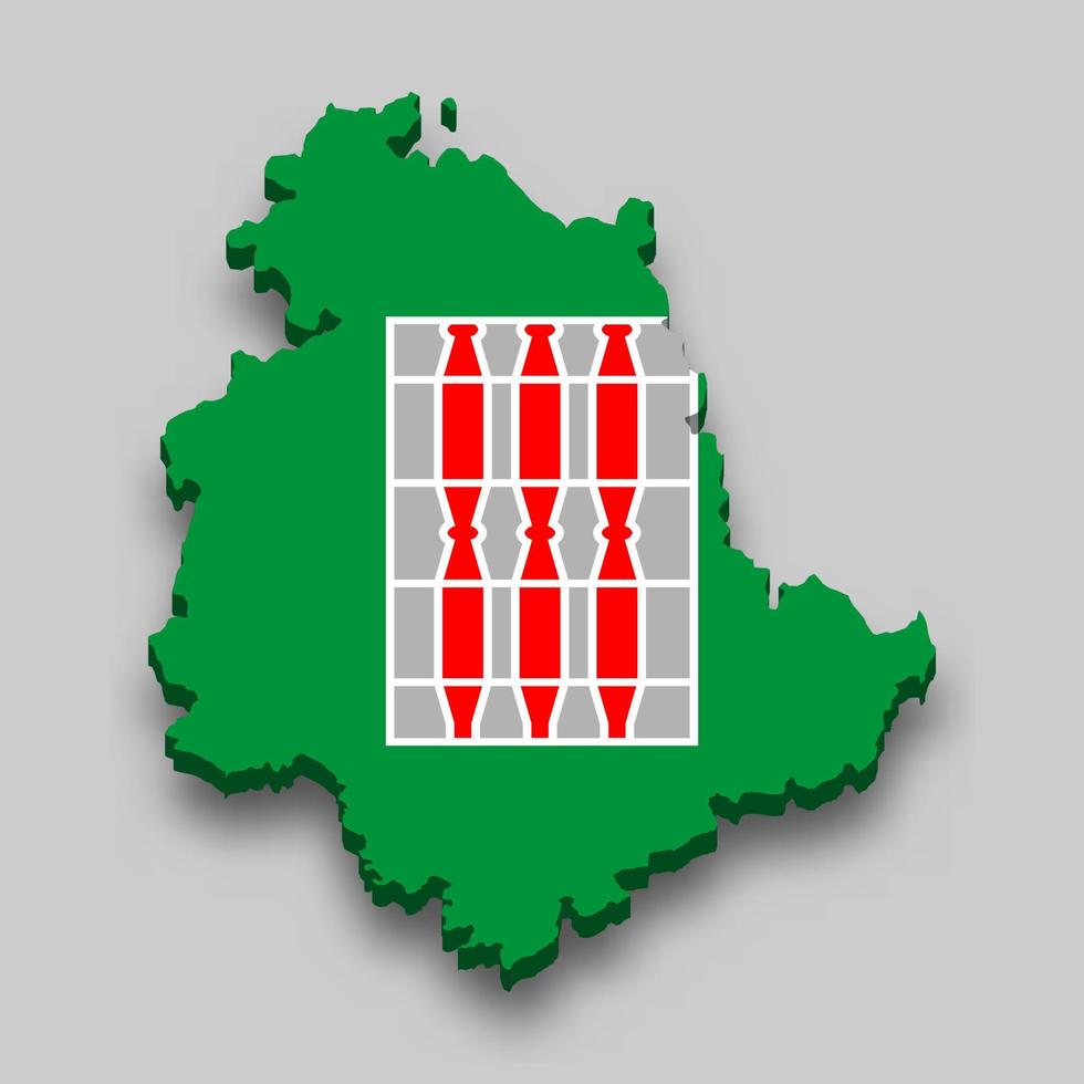 3d isometric Map of Umbria is a region of Italy vector