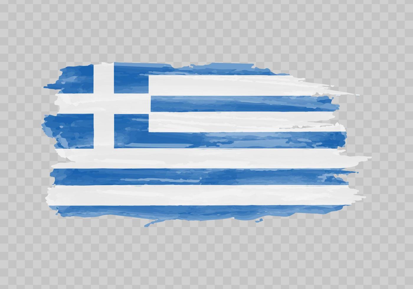 Watercolor painting flag of Greece vector