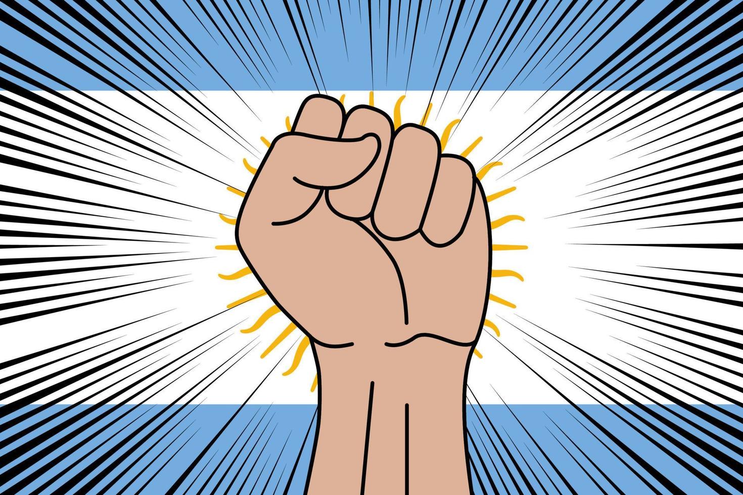 Human fist clenched symbol on flag of Argentina vector