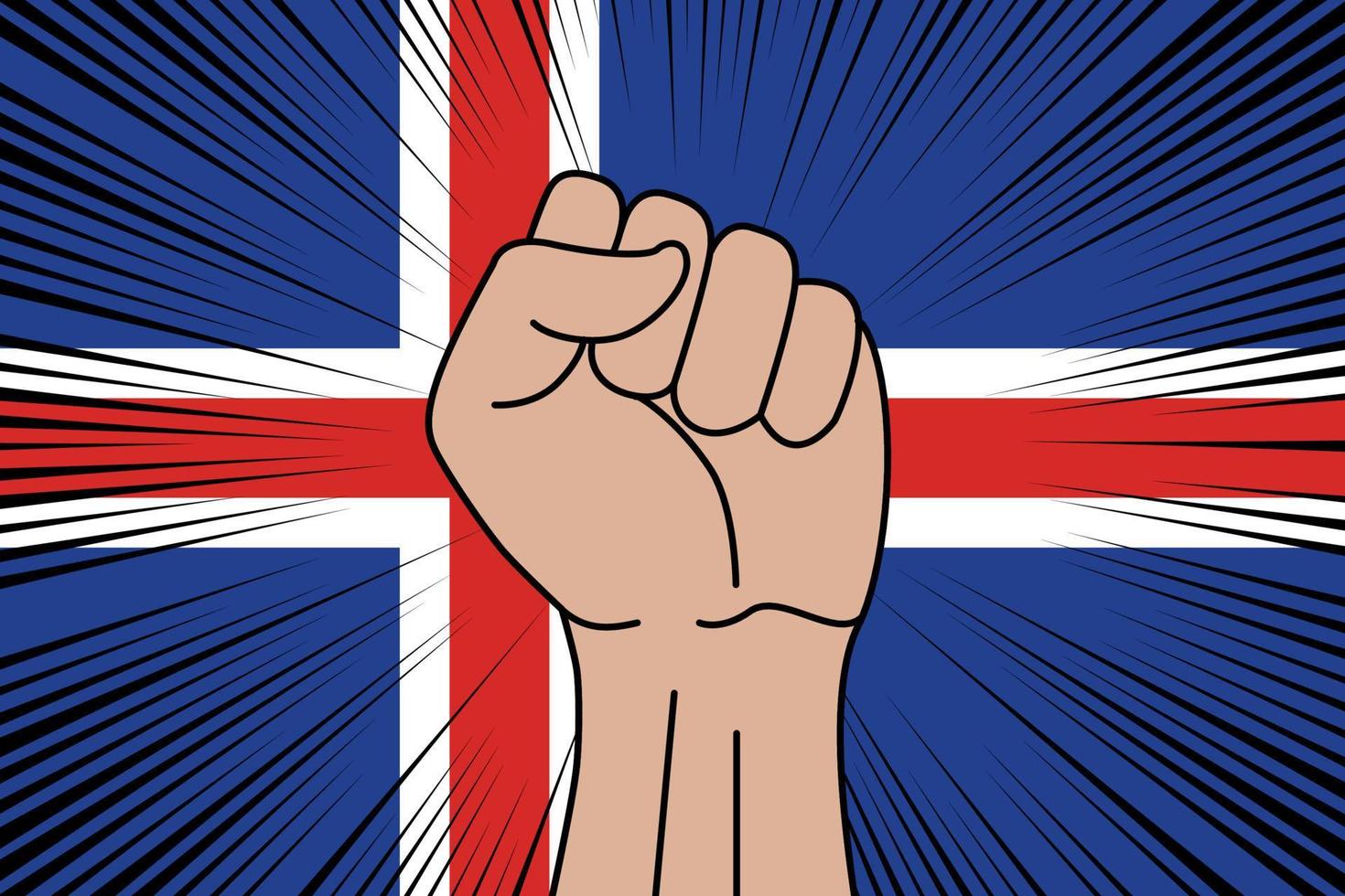 Human fist clenched symbol on flag of Iceland vector