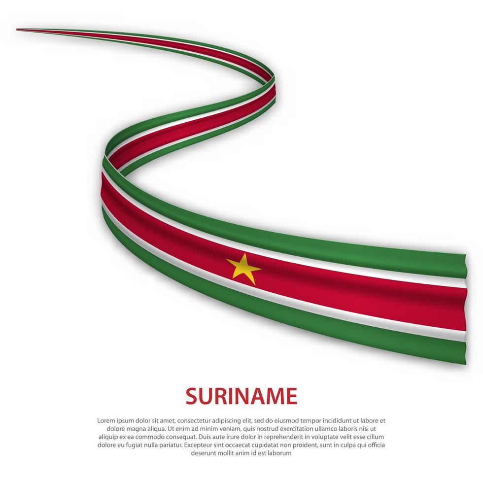 cinta ondeante o pancarta con bandera de surinam vector