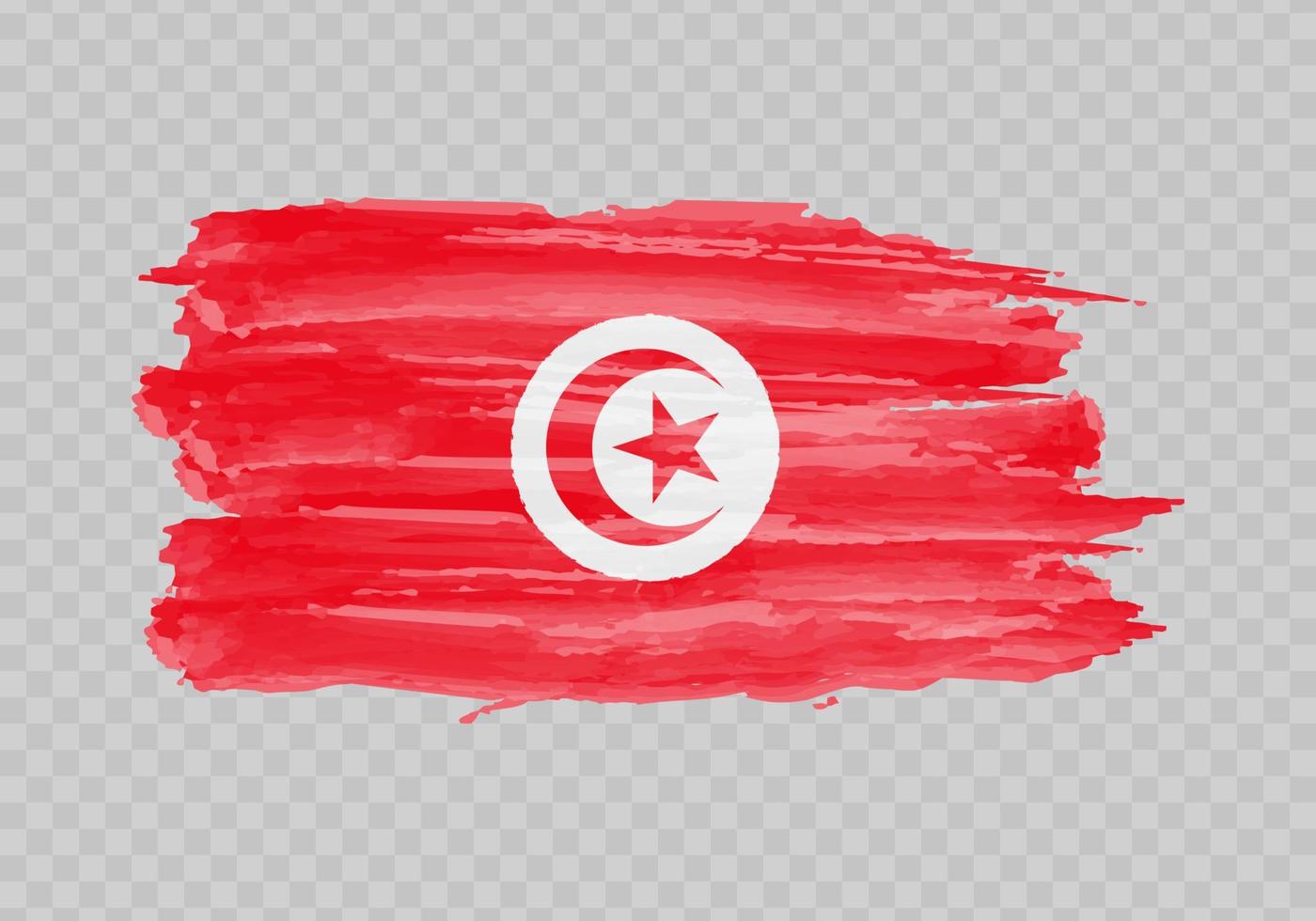 Watercolor painting flag of Tunisia vector