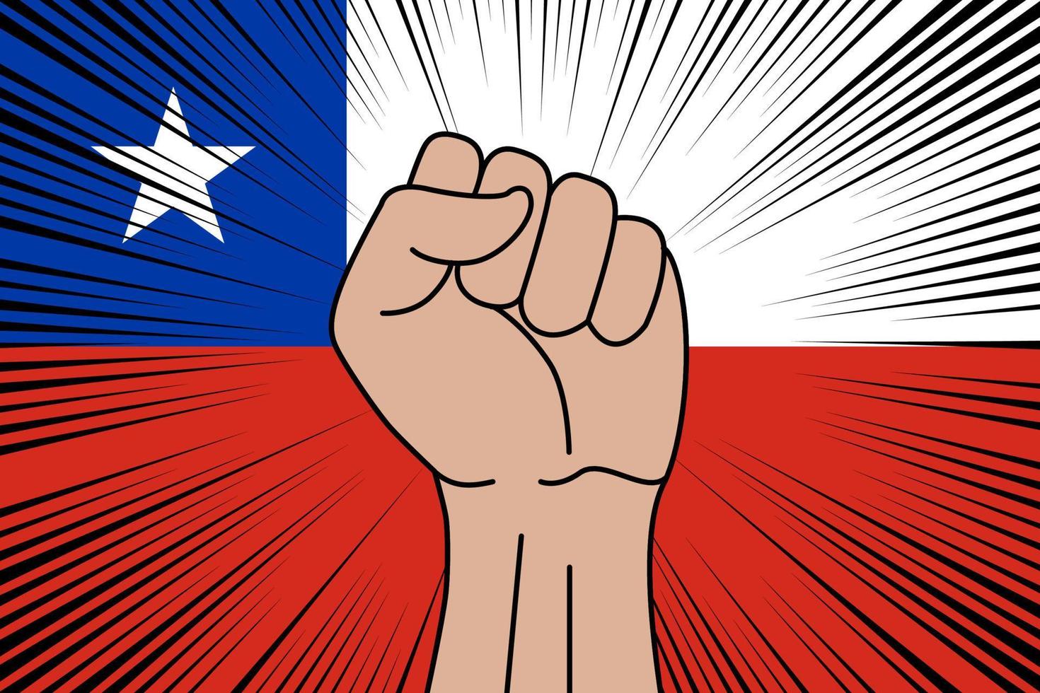 Human fist clenched symbol on flag of Chile vector