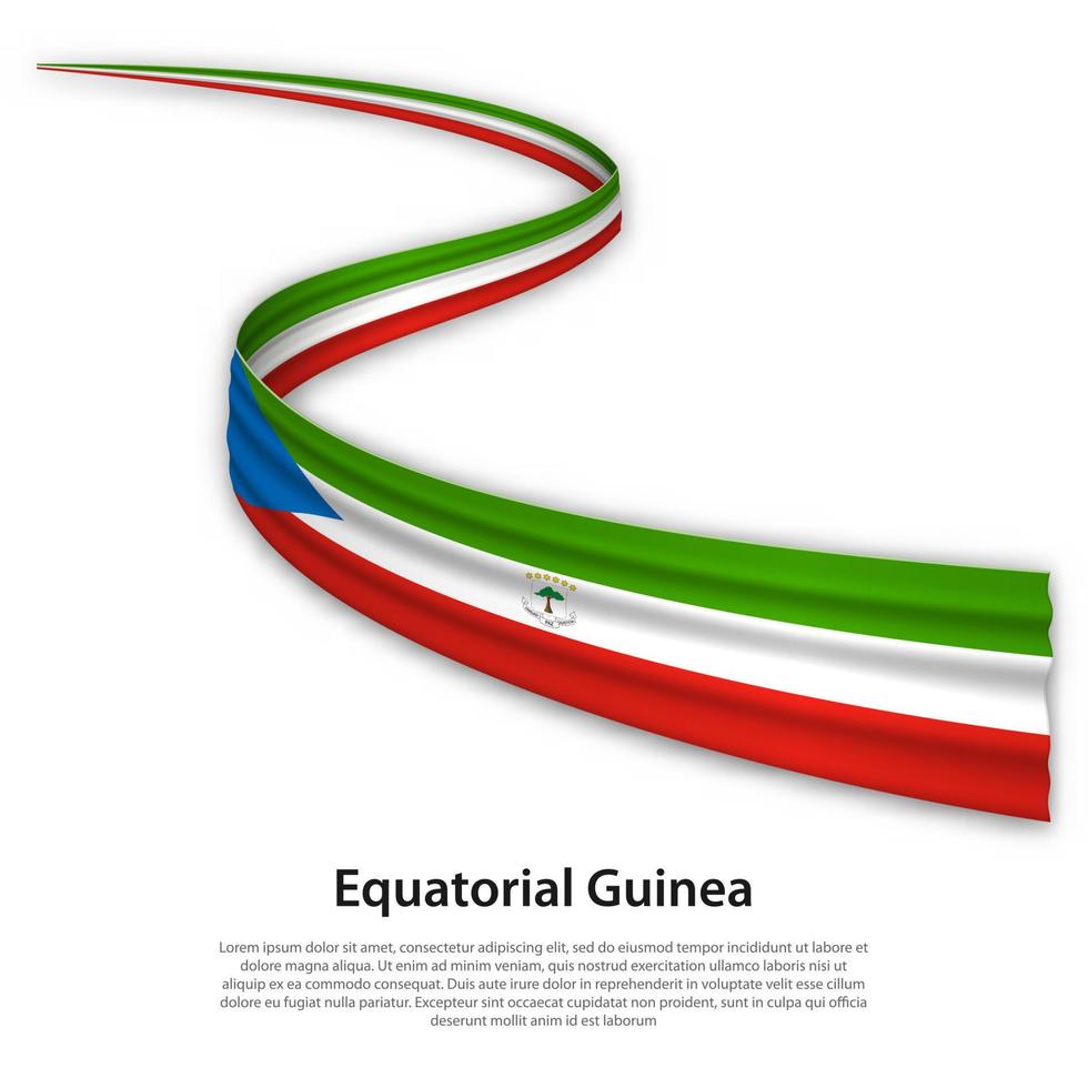 Waving ribbon or banner with flag of Equatorial Guinea vector