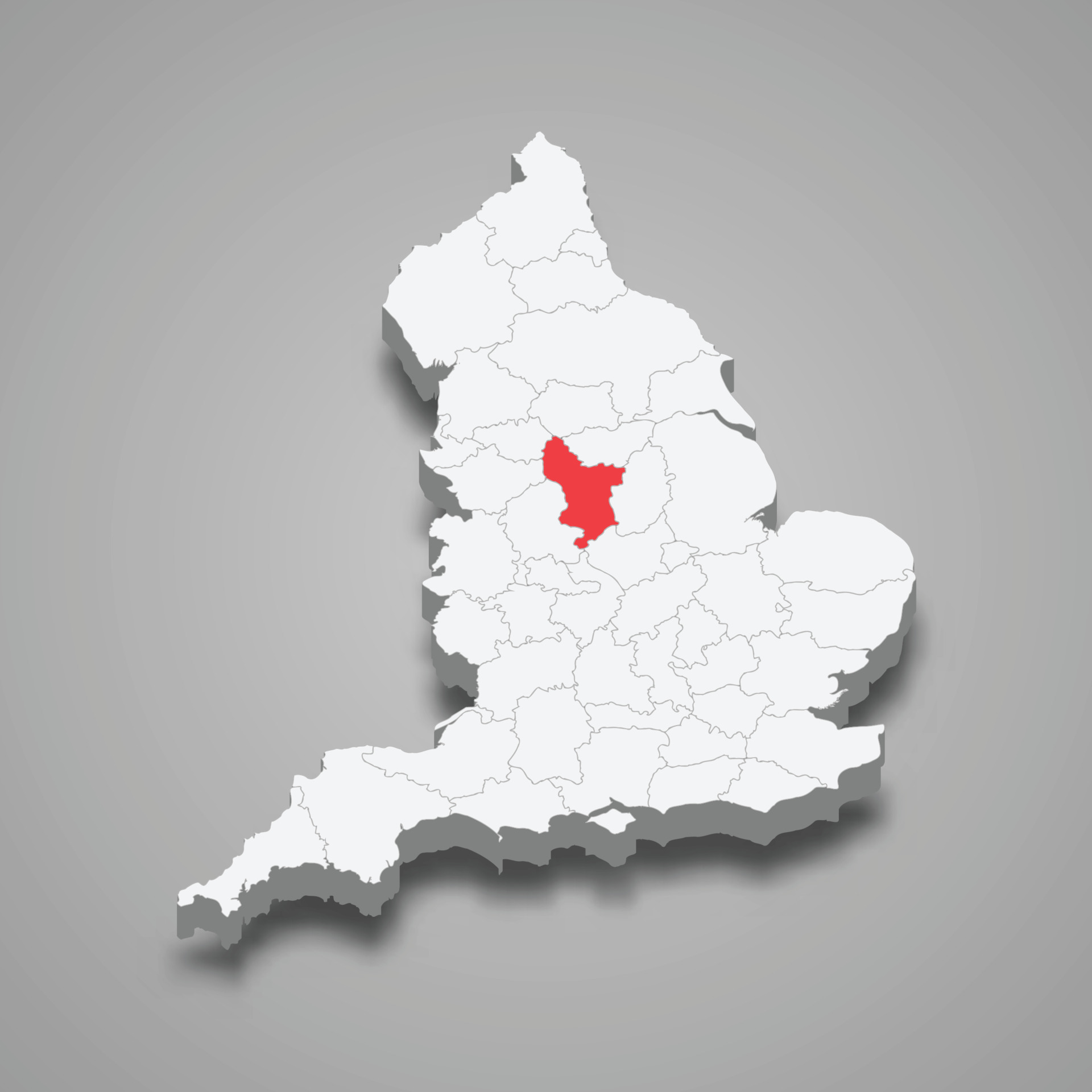 Derbyshire county location within England 3d map 22754657 Vector Art at Vecteezy