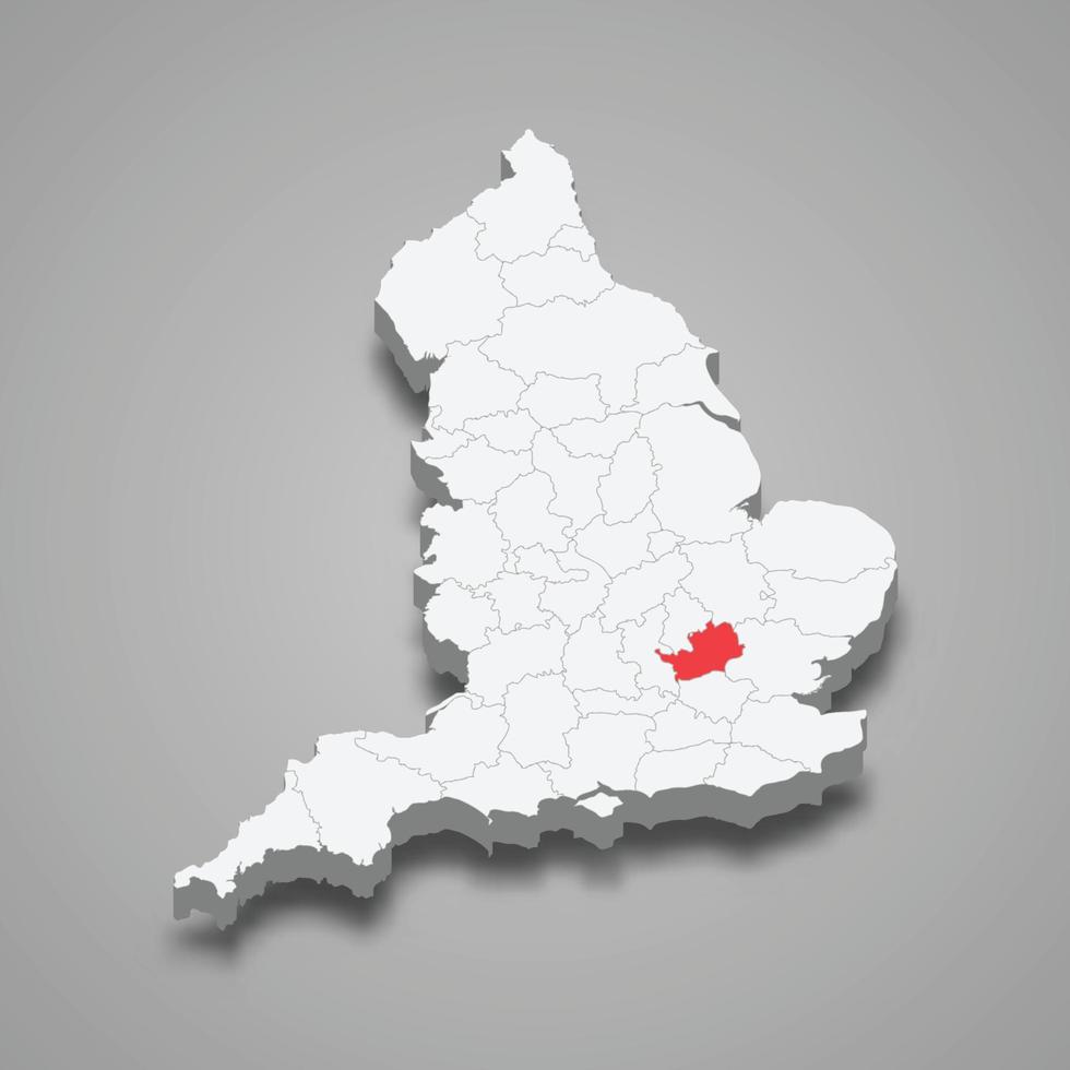 Hertfordshire county location within England 3d map vector