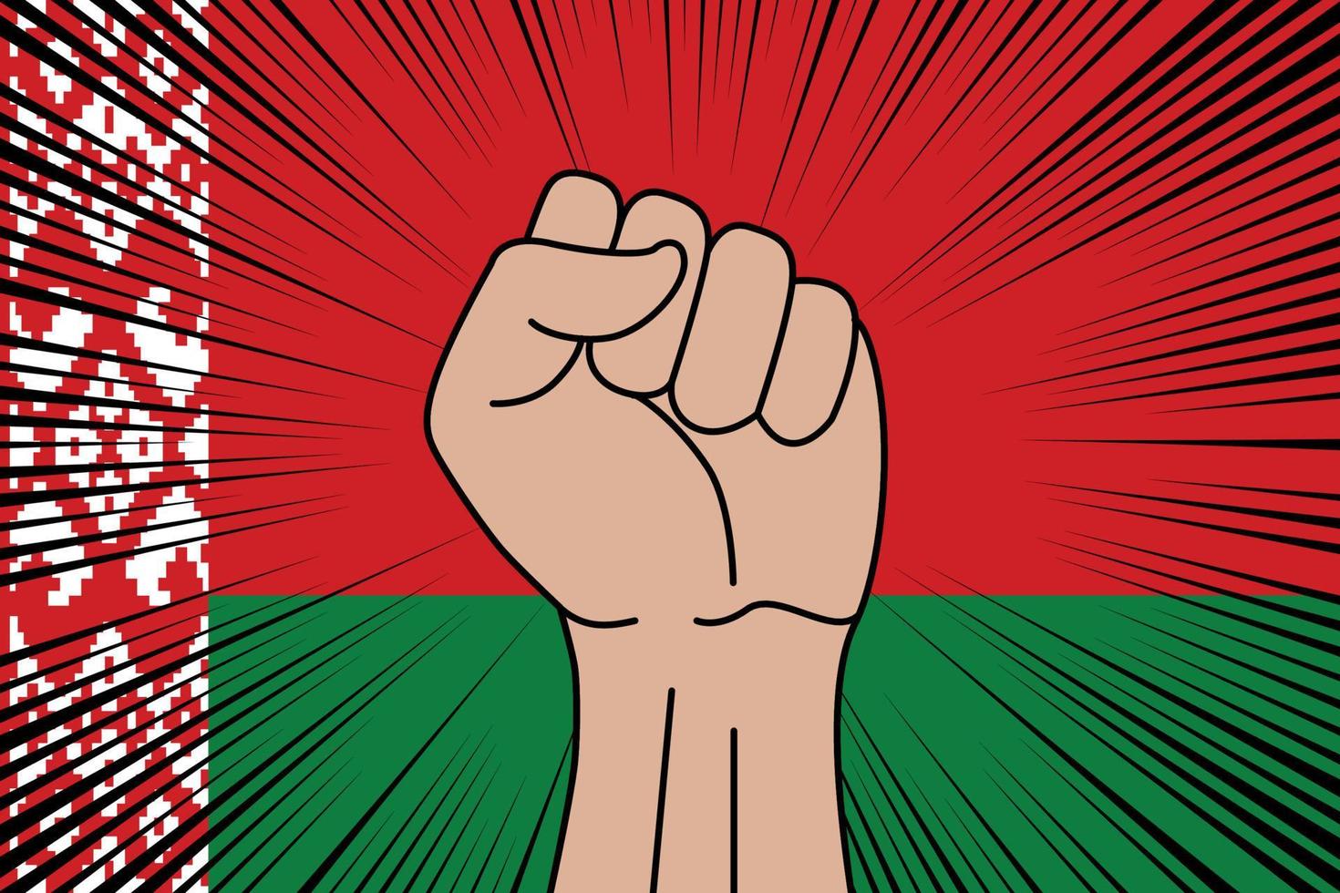 Human fist clenched symbol on flag of Belarus vector