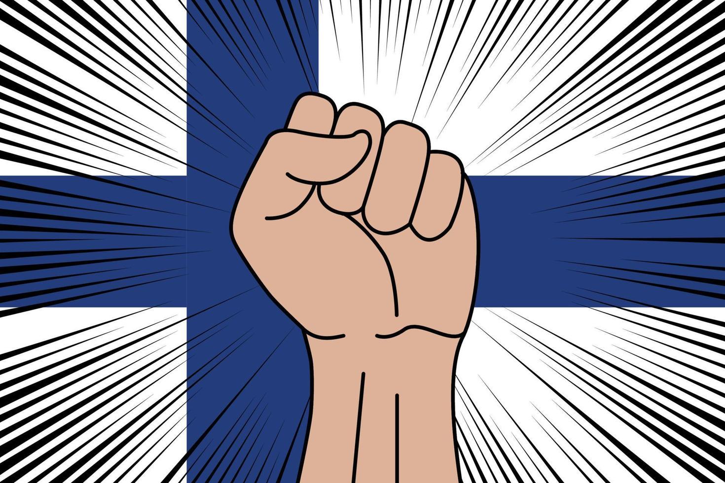 Human fist clenched symbol on flag of Finland vector