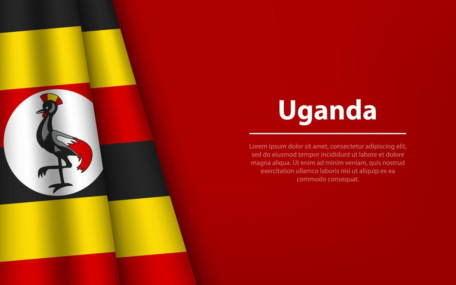 Wave flag of Uganda with copyspace background. vector