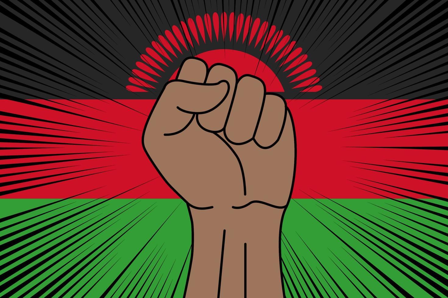 Human fist clenched symbol on flag of Malawi vector