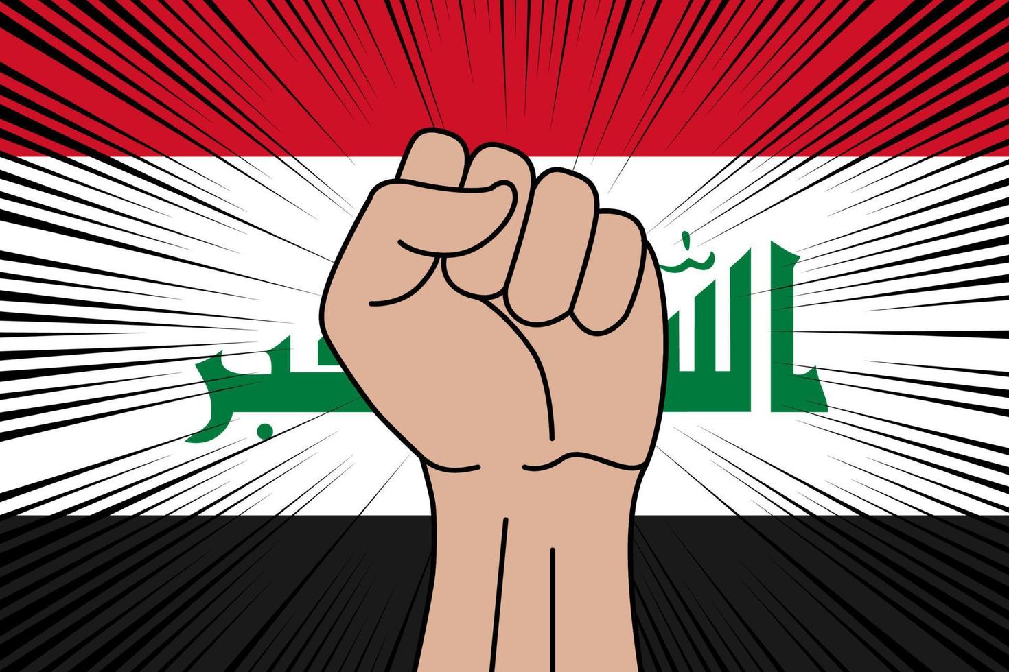 humano puño apretado símbolo en bandera de Irak vector