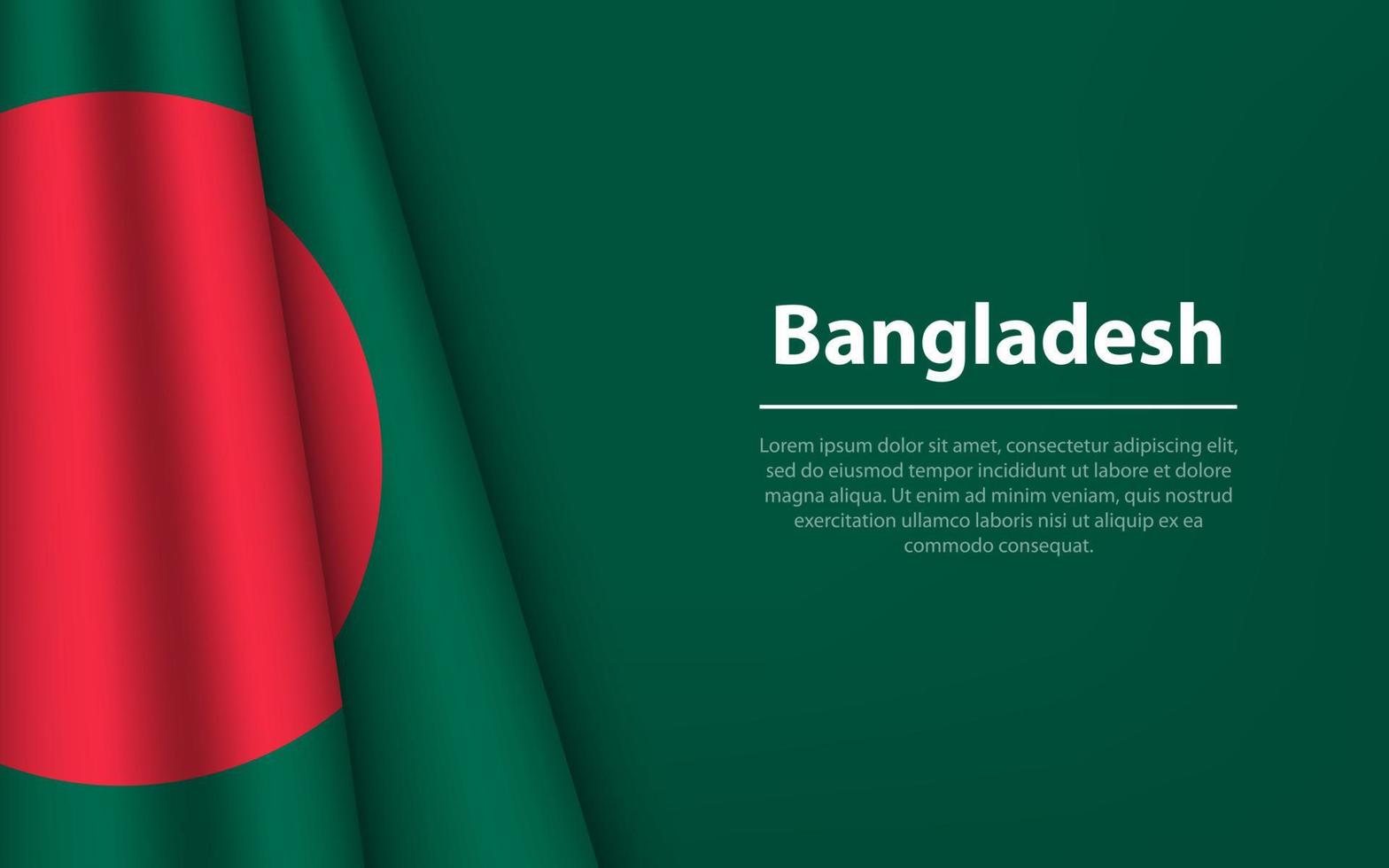 Wave flag of Bangladesh with copyspace background. vector
