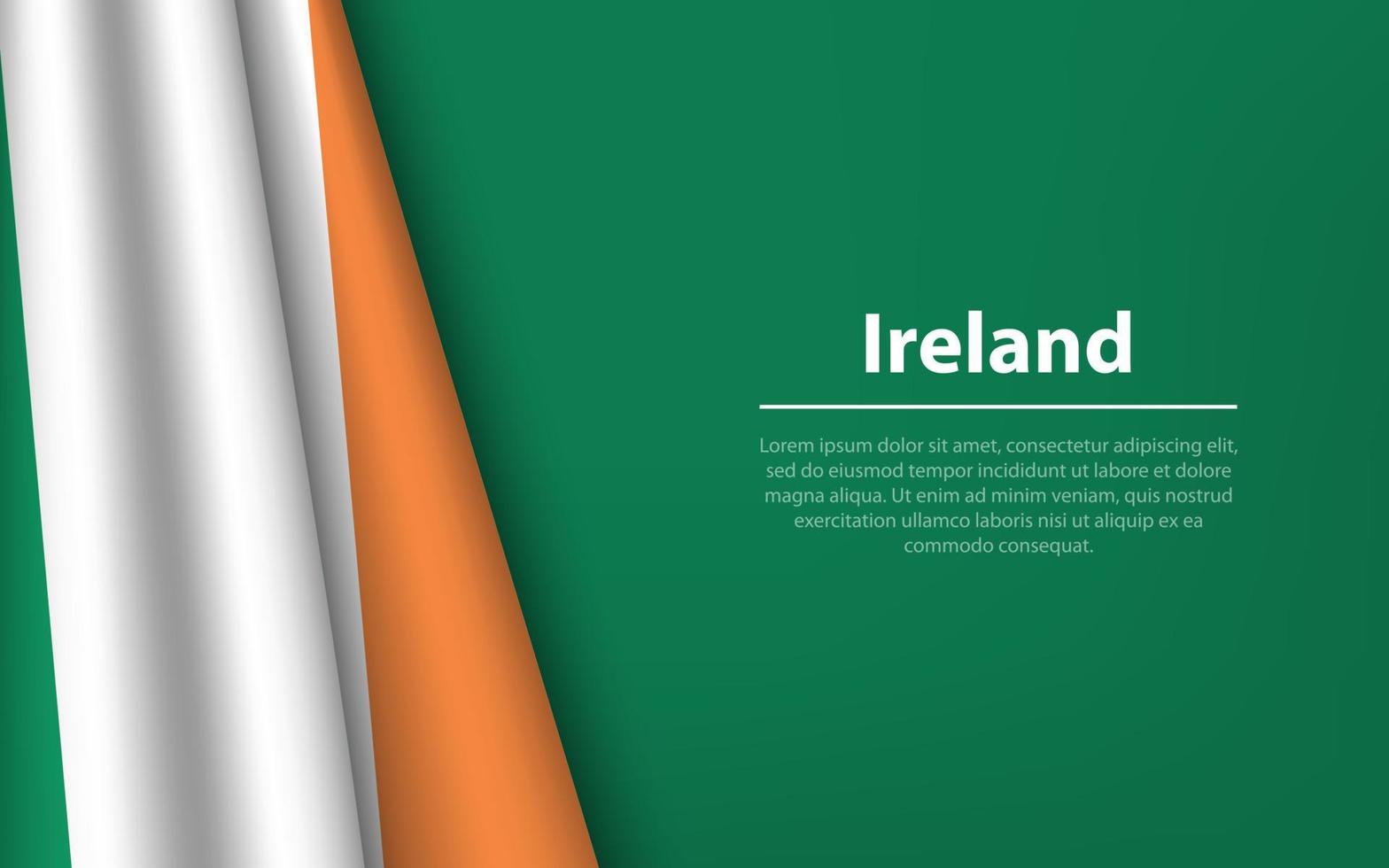 Wave flag of Ireland with copyspace background. vector