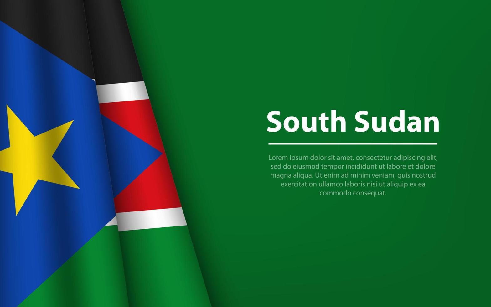 Wave flag of South Sudan with copyspace background. vector