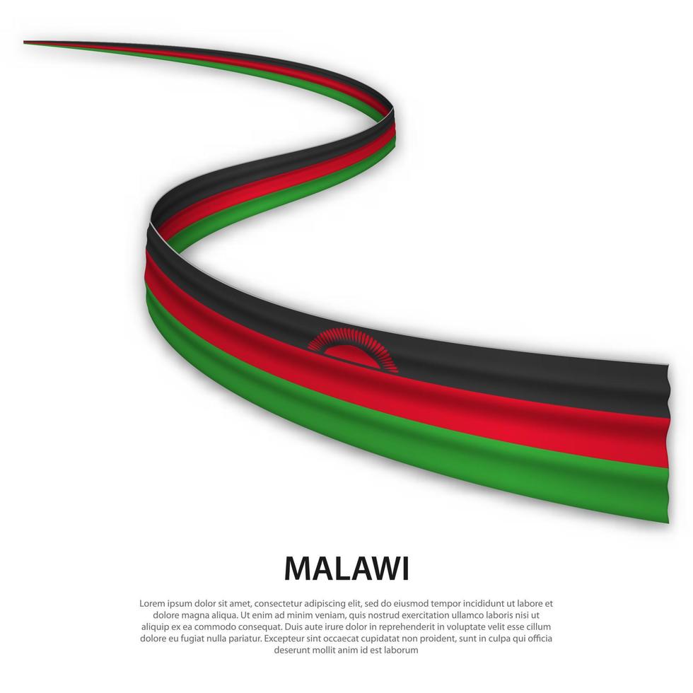 Waving ribbon or banner with flag of Malawi vector