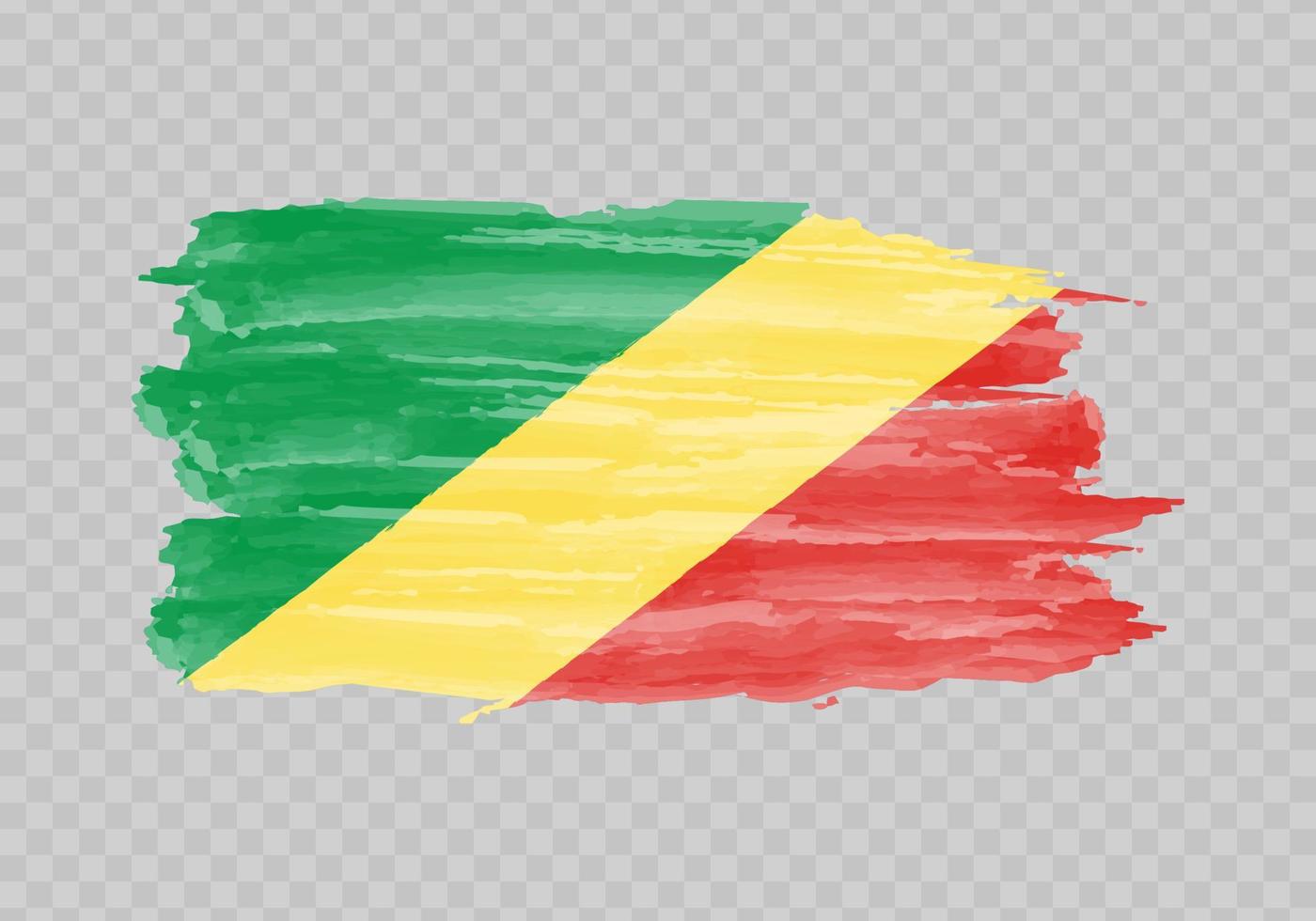 Watercolor painting flag of Congo vector