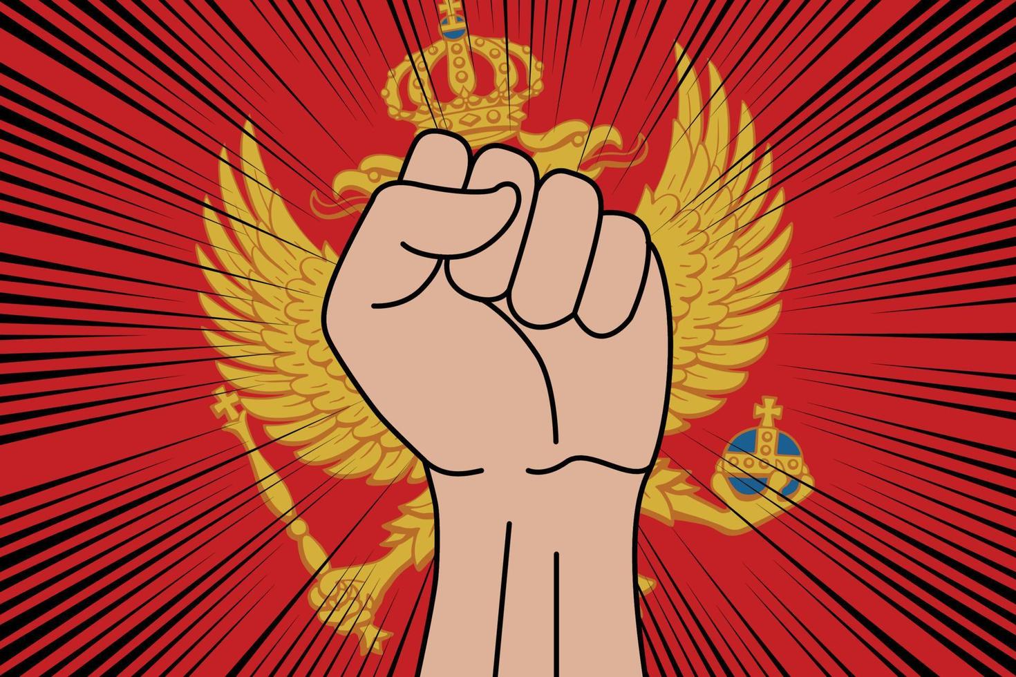 Human fist clenched symbol on flag of Montenegro vector
