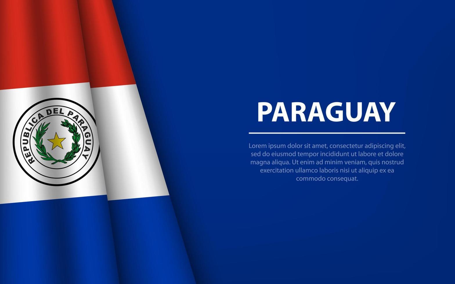Wave flag of Paraguay with copyspace background. vector