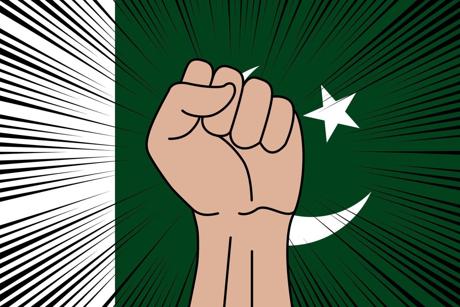 Human fist clenched symbol on flag of Pakistan vector