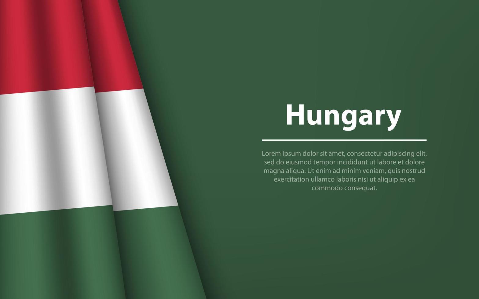 Wave flag of Hungary with copyspace background. vector