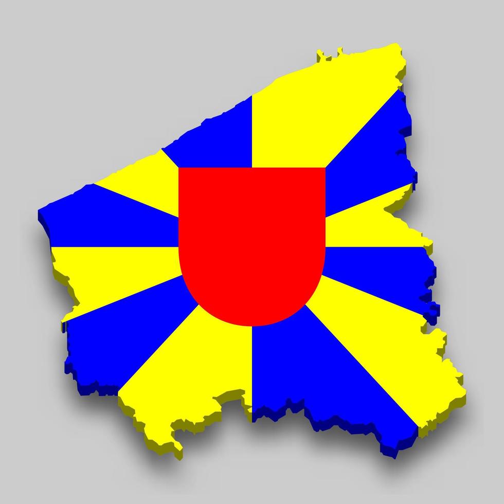 3d isometric Map of West Flanders is a region of Belgium vector