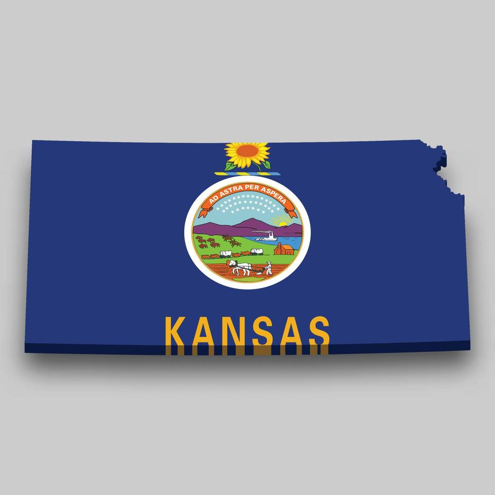 3d isométrica mapa de Kansas es un estado de unido estados vector