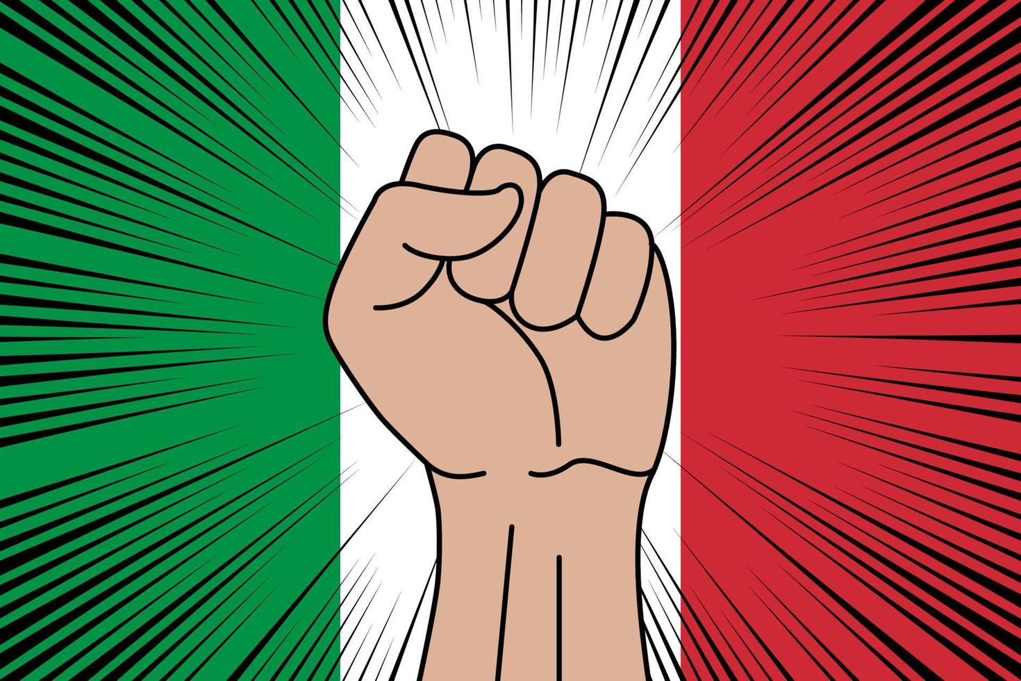 Human fist clenched symbol on flag of Italy vector