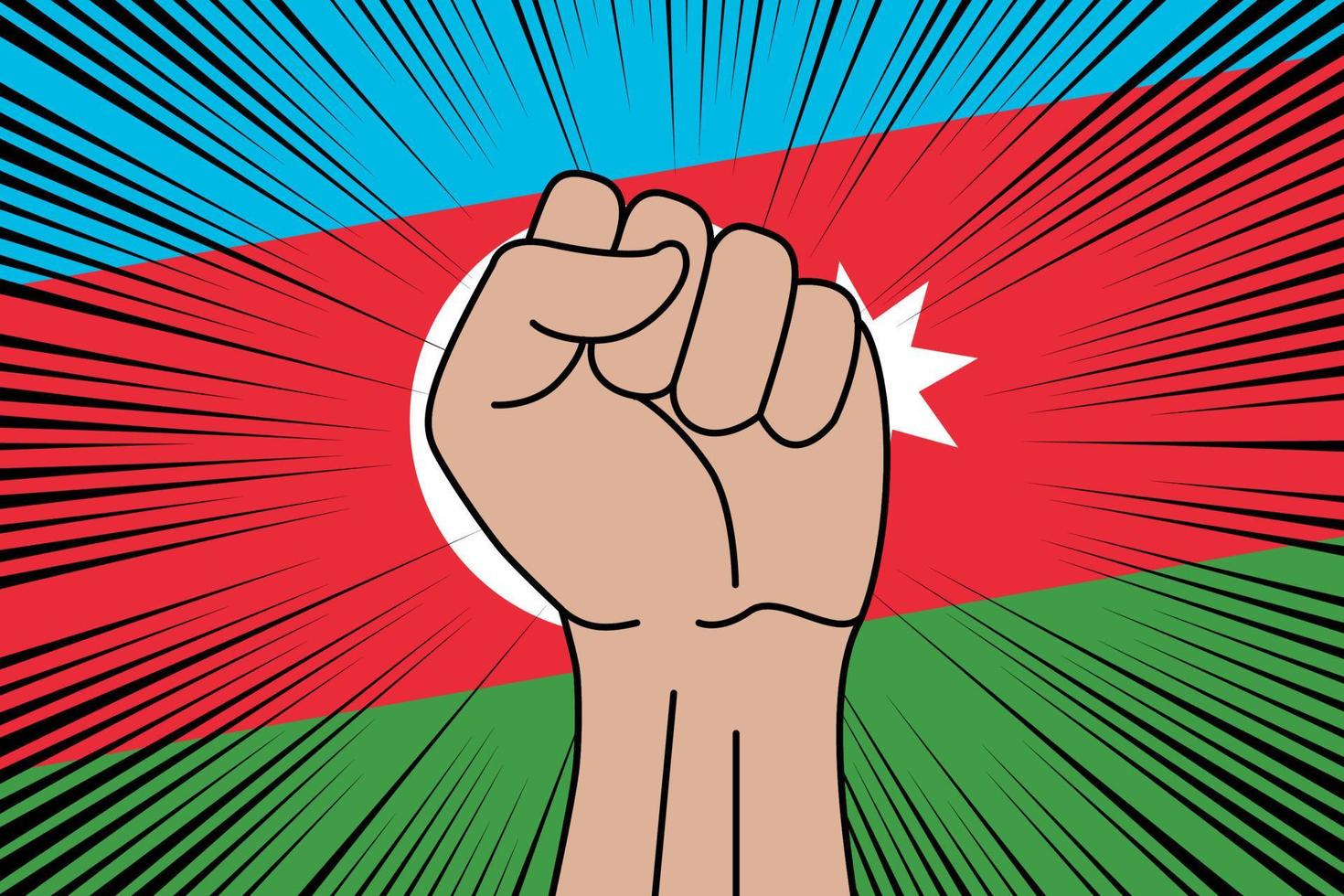 Human fist clenched symbol on flag of Azerbaijan vector