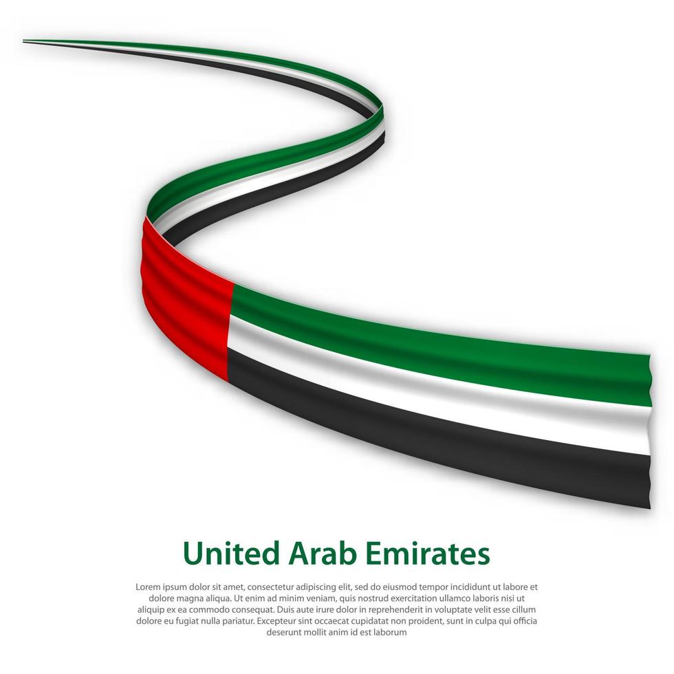 Waving ribbon or banner with flag of United Arab Emirates vector